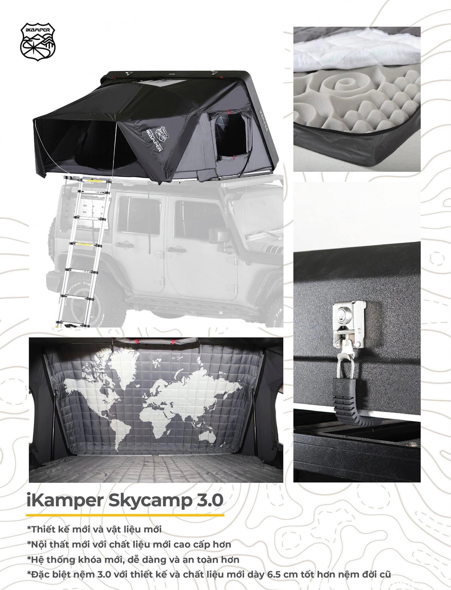 Lều dã ngoại SkyCamp Ikamper 3.0 cho xe hơi