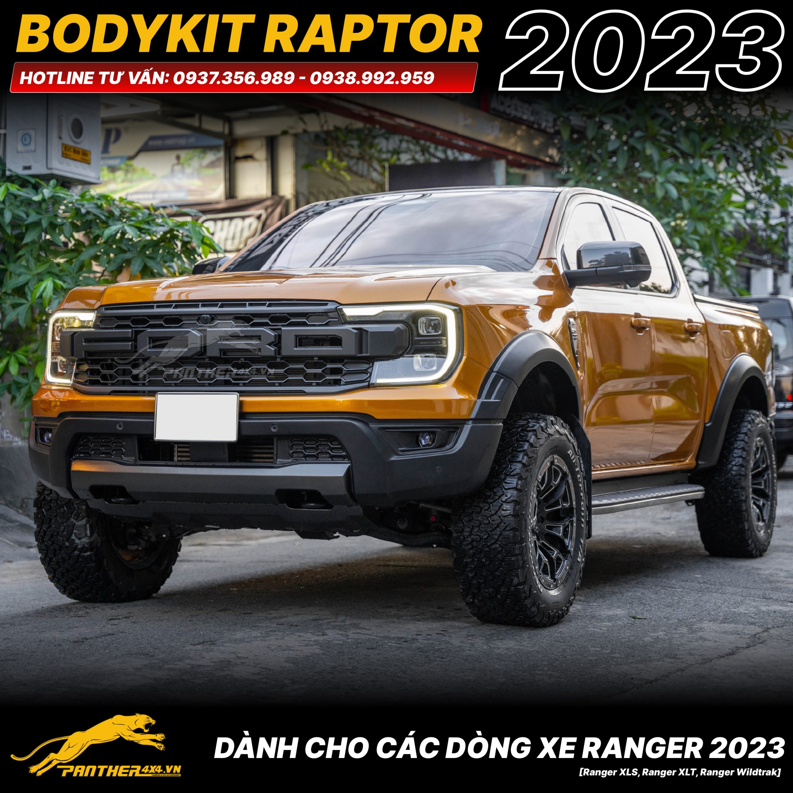 Bodykit Ford Raptor 2023 Next Gen (Ranger Vàng Cam)