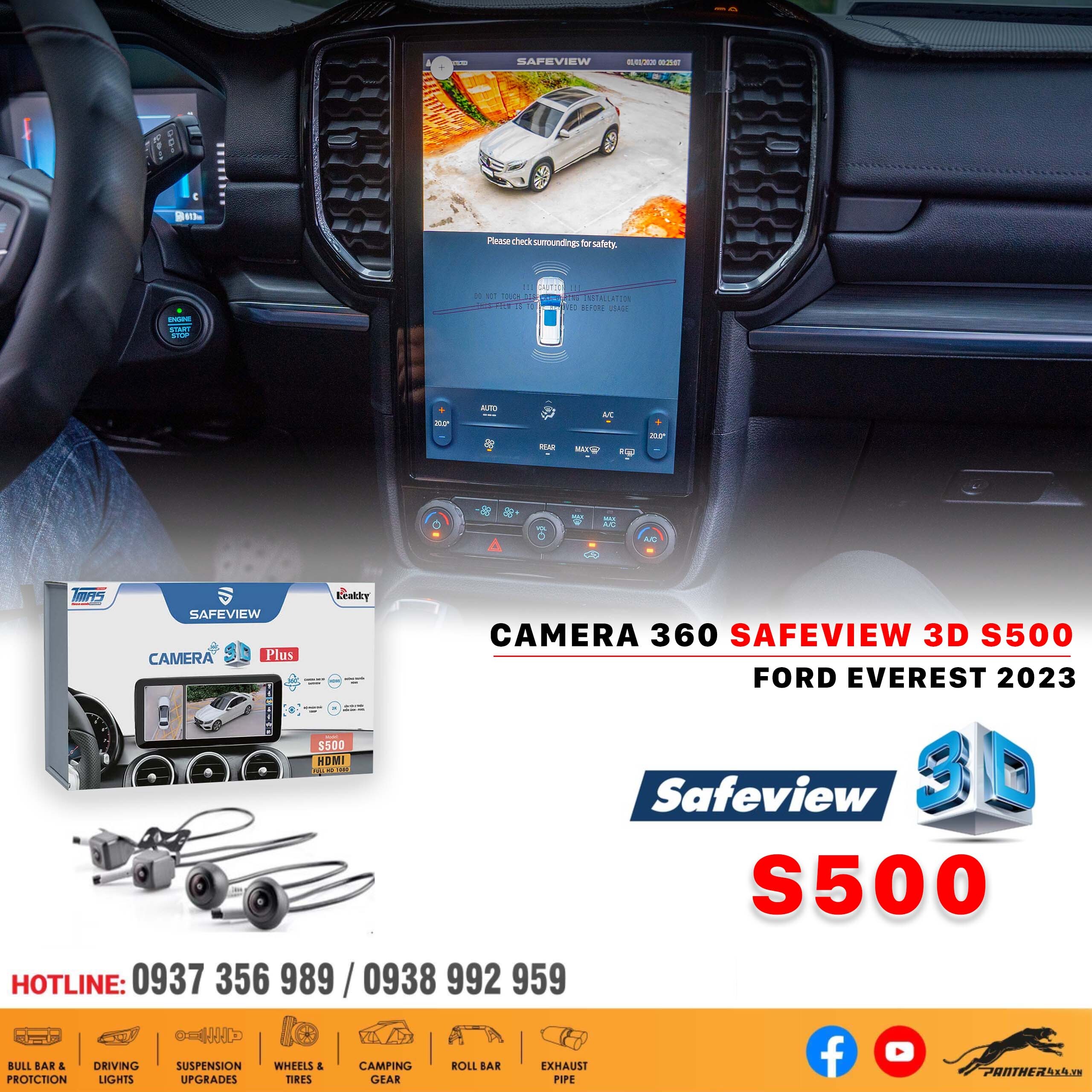 Camera 360 Safeview S500 Cho Ford Everest 2023