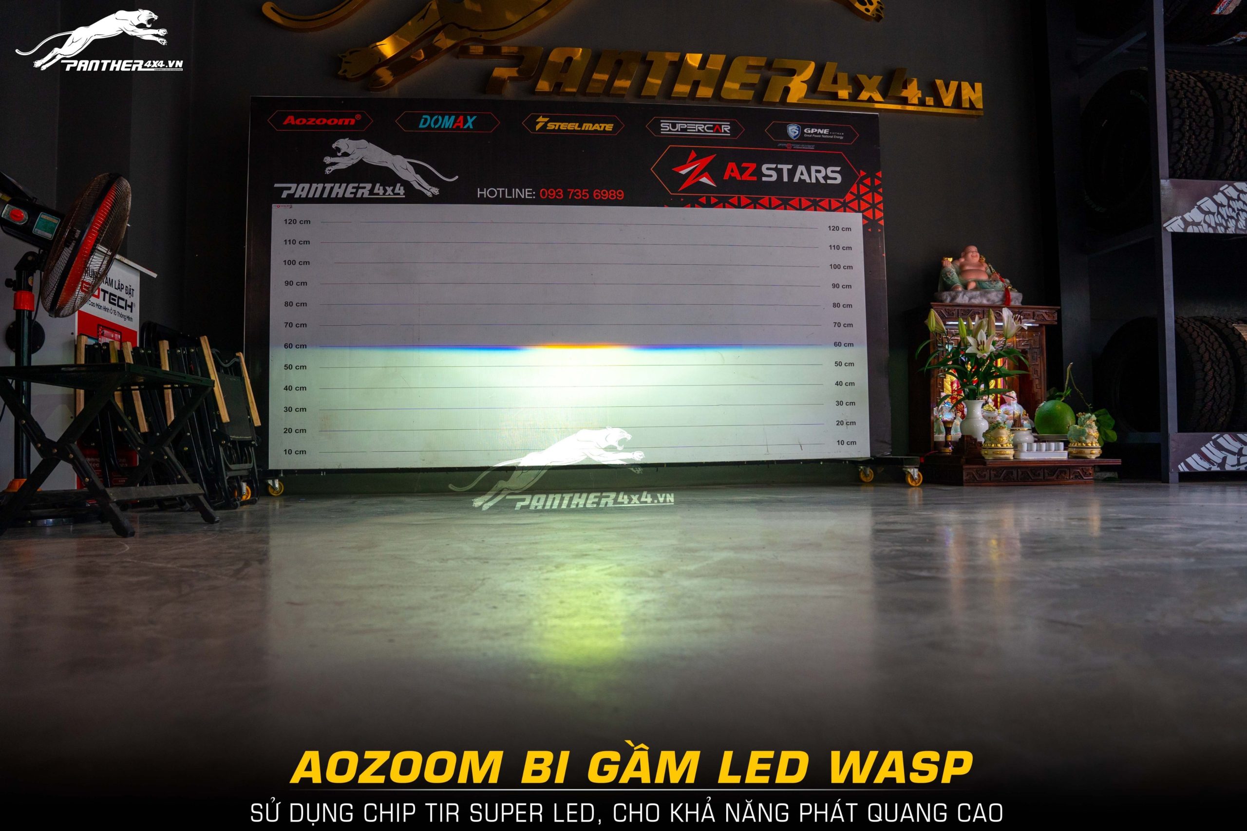 test ánh sáng Bi gầm cho Kia Carnival WASP Aozoom