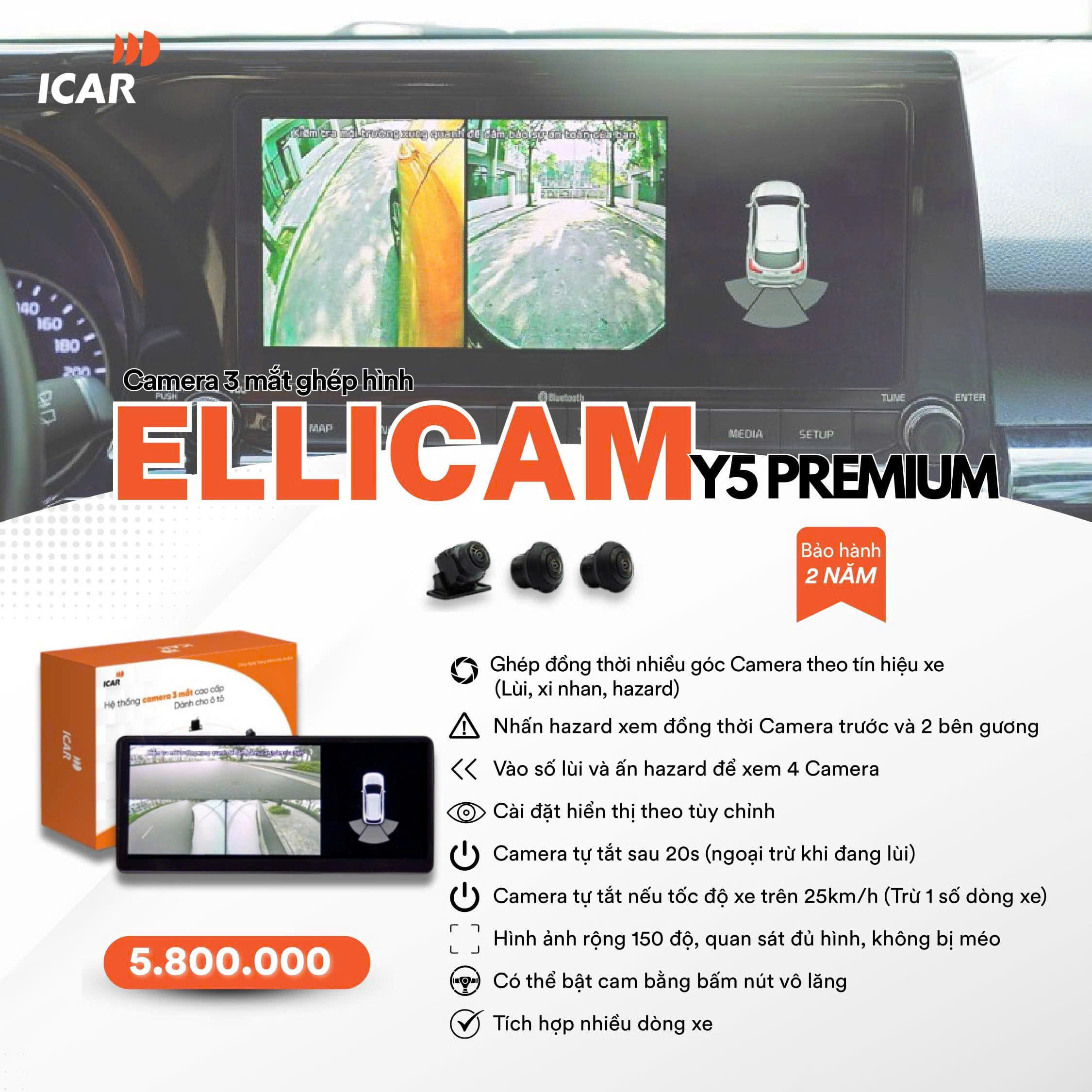 Camera 3 mắt Elliview Y5 Premium