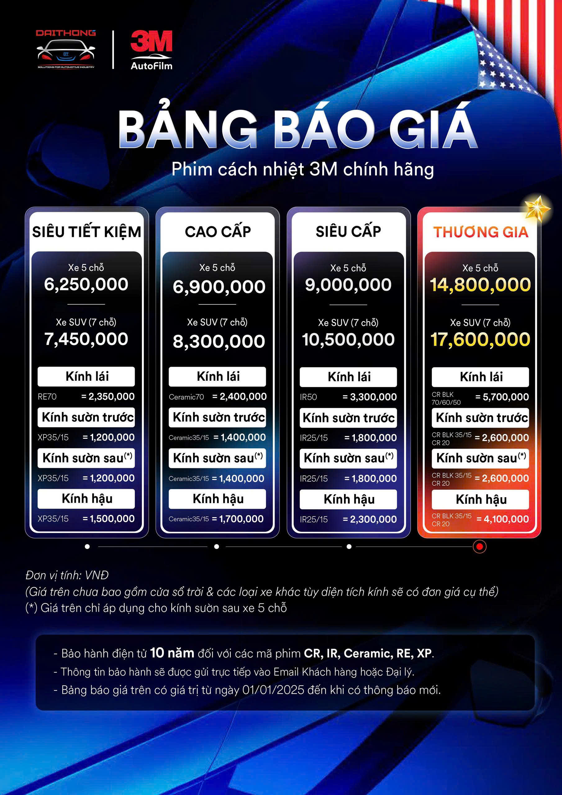 bảng giá phim cách nhiệt 3M