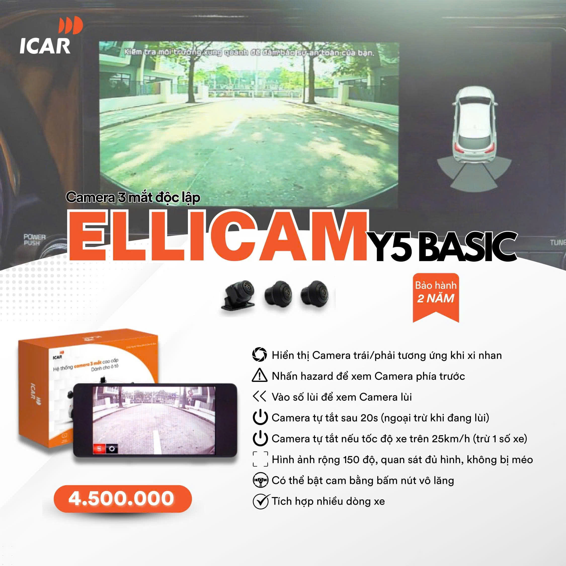 Camera 3 mắt Elliview Y5 Basic